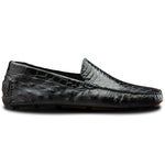 Calzoleria Toscana 8675 Ostrich & Crocodile Driving Shoes Black