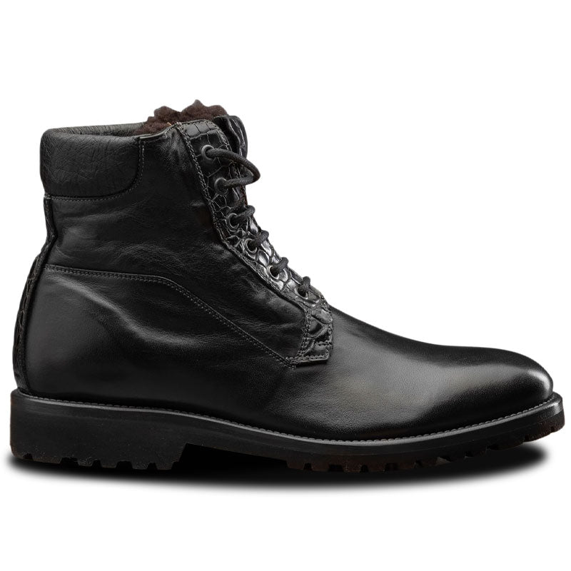 Calzoleria Toscana 3236 Buffalo & Crocodile Shearling Boots Black