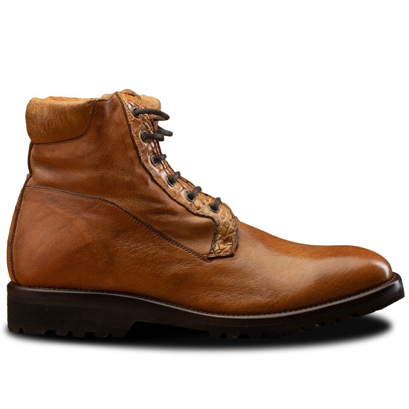 Calzoleria Toscana 3236 Buffalo & Crocodile Shearling Boots Brick