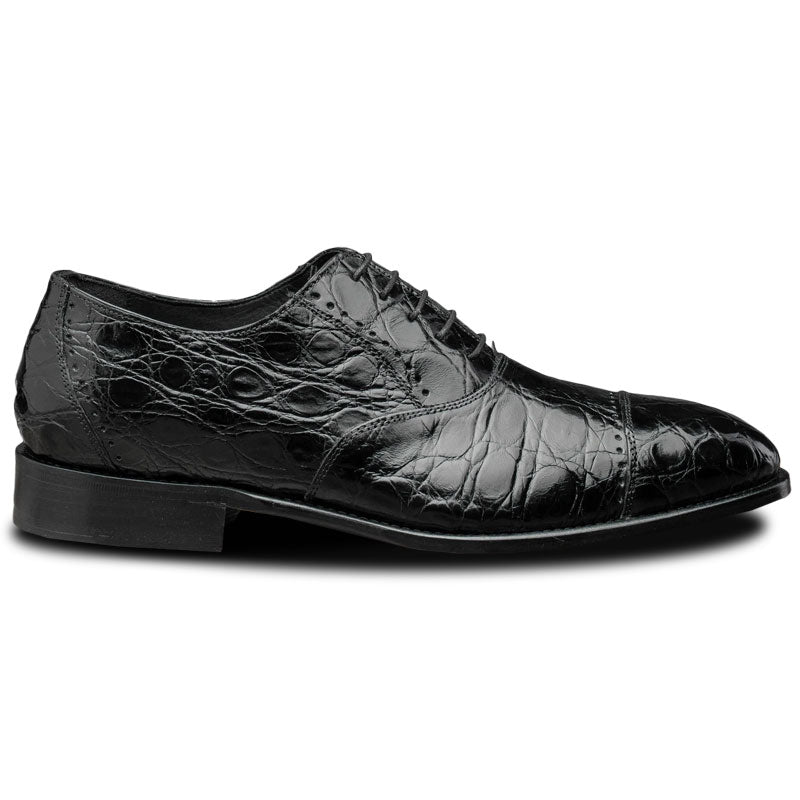 Calzoleria Toscana H779 Crocodile Cap Toe Oxfords Black
