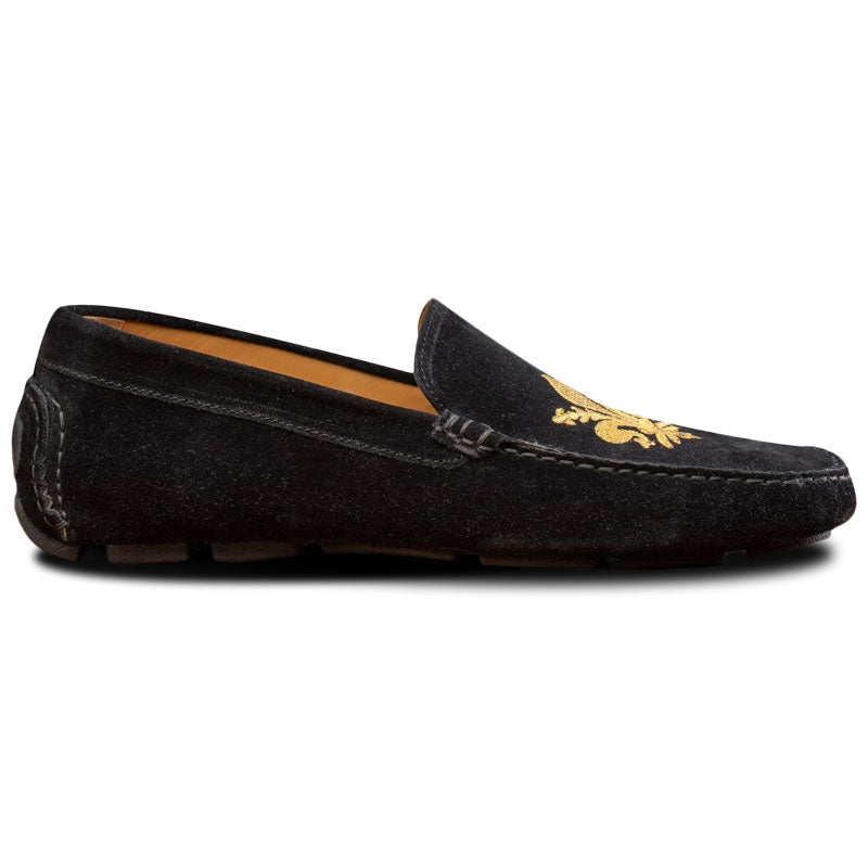 Calzoleria Toscana 5303 Venetian Suede Driving Loafers Black