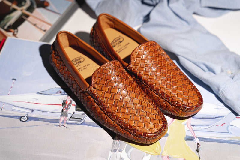 Calzoleria Toscana E945 Rendo Woven Drivers Brick