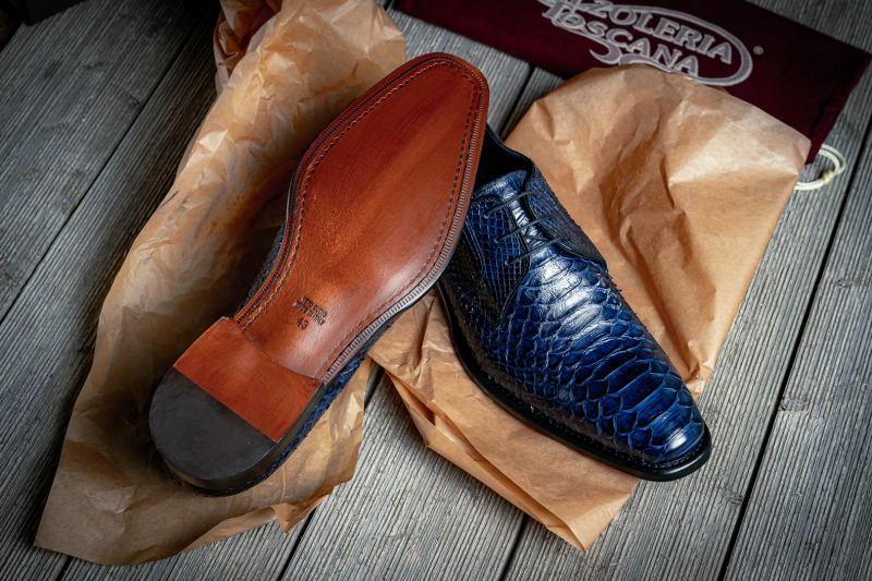 Calzoleria Toscana Z624 Python Shoes Navy