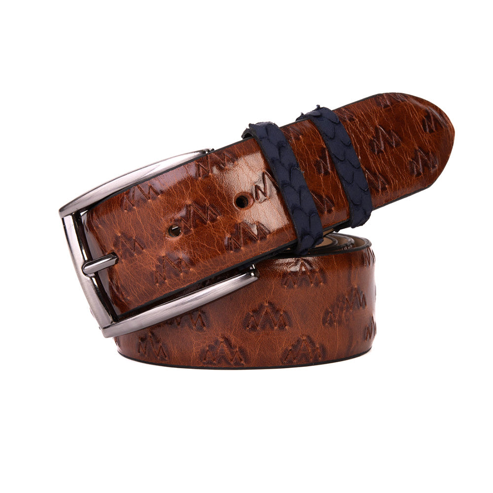 Vinci Leather The Caesars Leather Belt Tan / Navy
