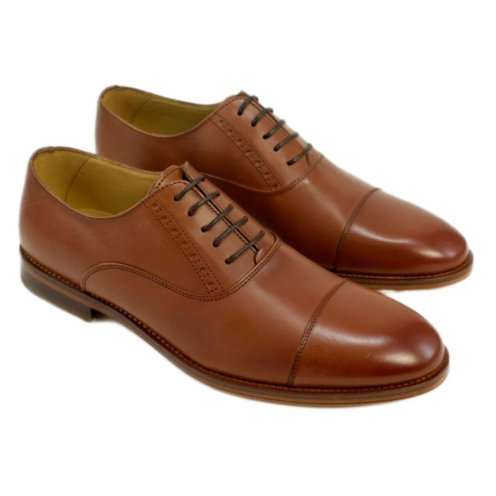 Alan Payne Clark Calfskin Cap Toe Oxford Brandy