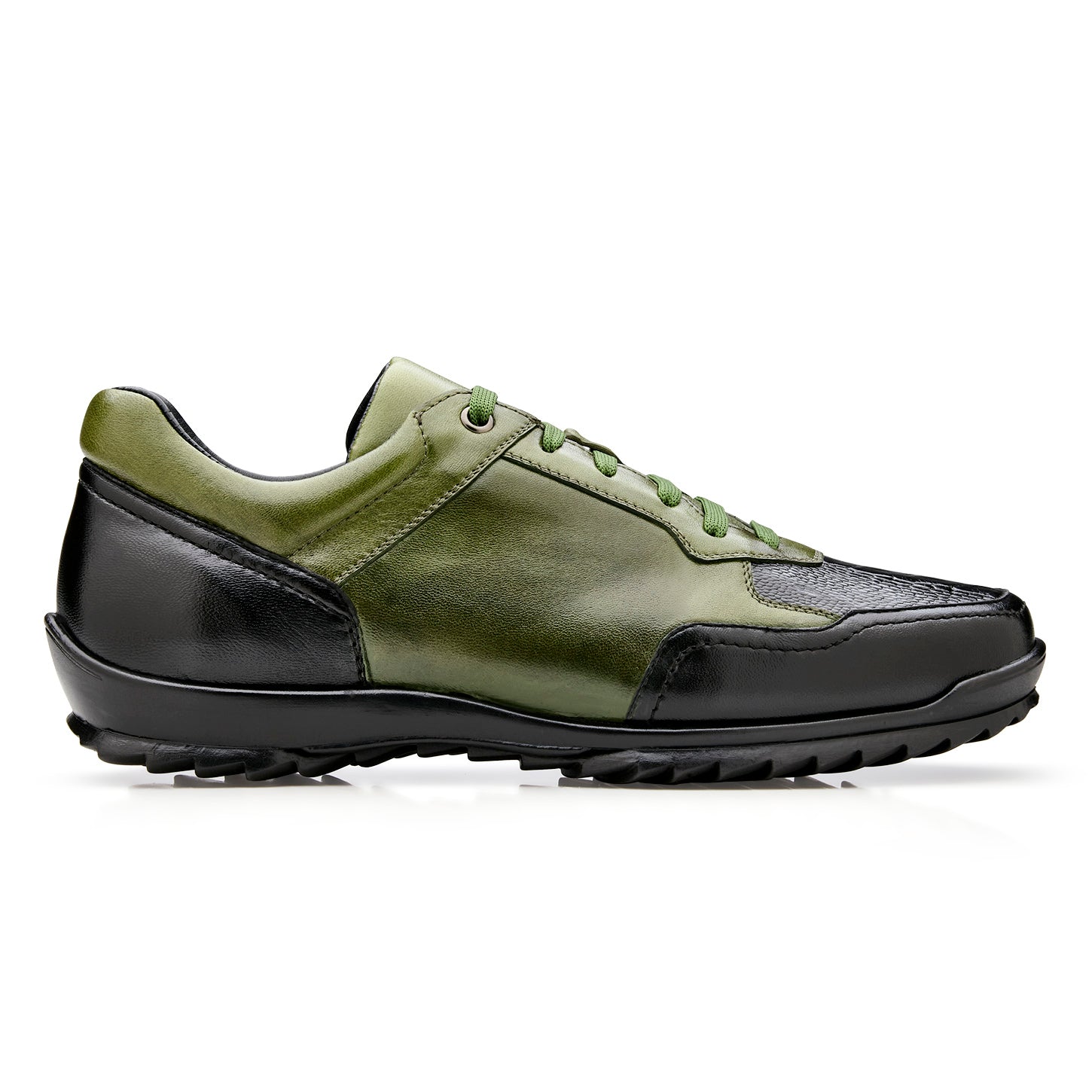 Belvedere Corvo Genuine Ostrich & Italian Leather Sneakers Black / Olive