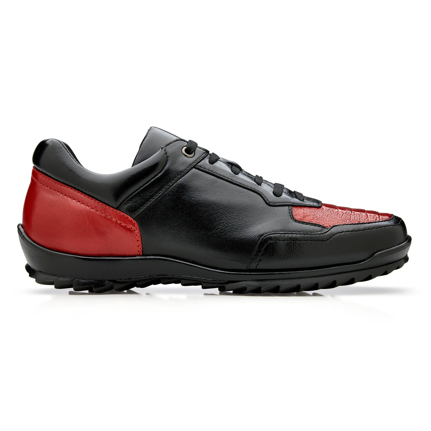 Belvedere Corvo Genuine Ostrich & Italian Leather Sneakers Black / Red