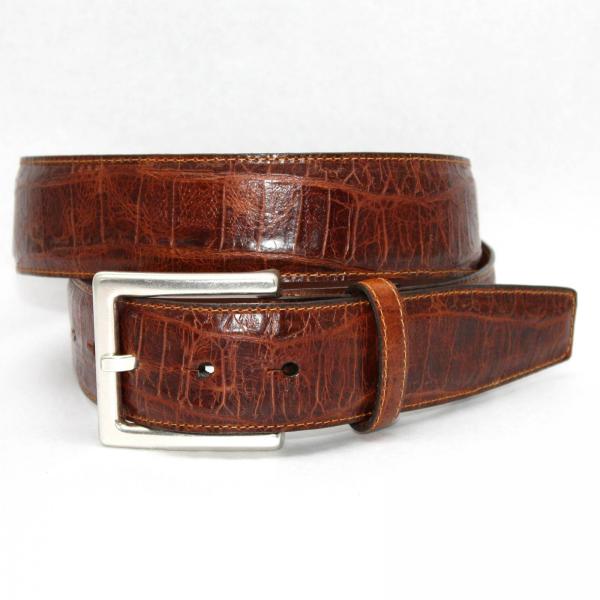 Torino Leather Croc Tail Embossed Leather - Cognac