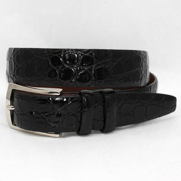 Torino Leather Croc Tinga Embossed Calf - Black