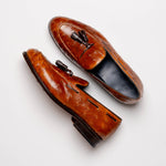 Emanuele Sempre Ostrich Tassel Loafers Cognac / Dark Brown