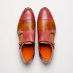 Emanuele Sempre Double Monk Python Shoes Cognac