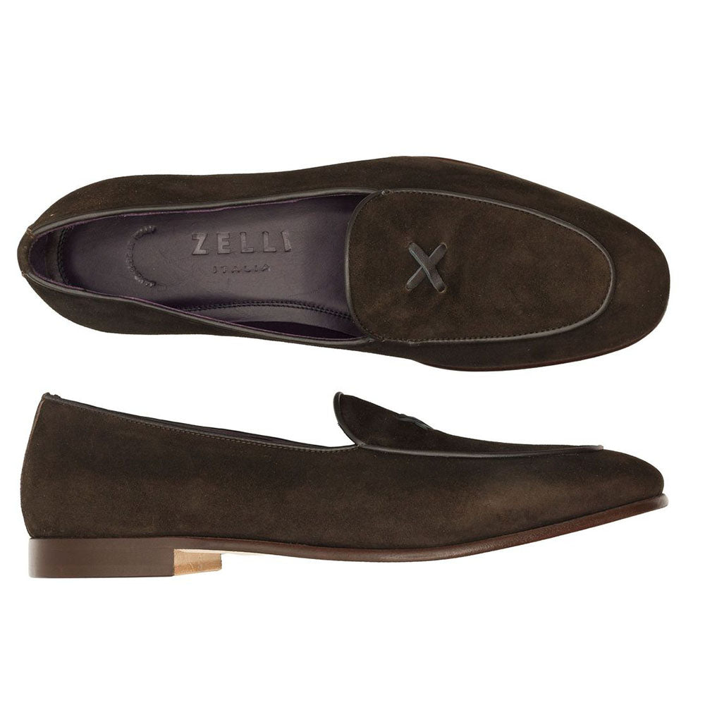 Zelli X Sueded Italian Goatskin Loafer Nicotine (16-681-NIC)