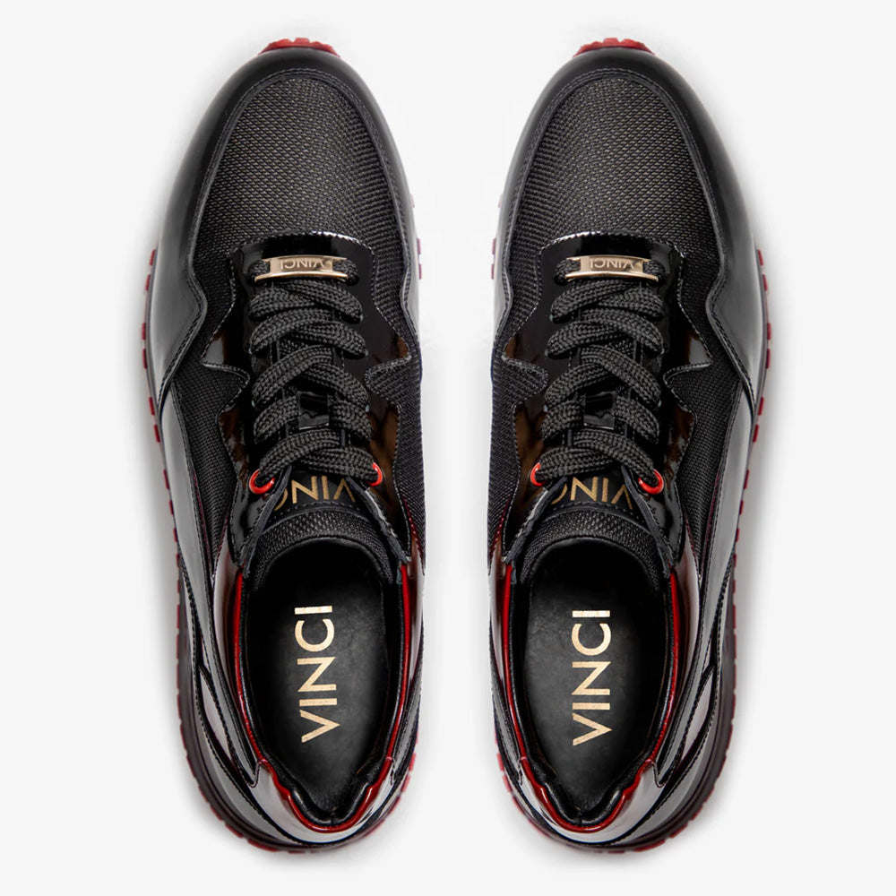 Vinci Leather The Rialto Patent Leather Sneaker Black / Red