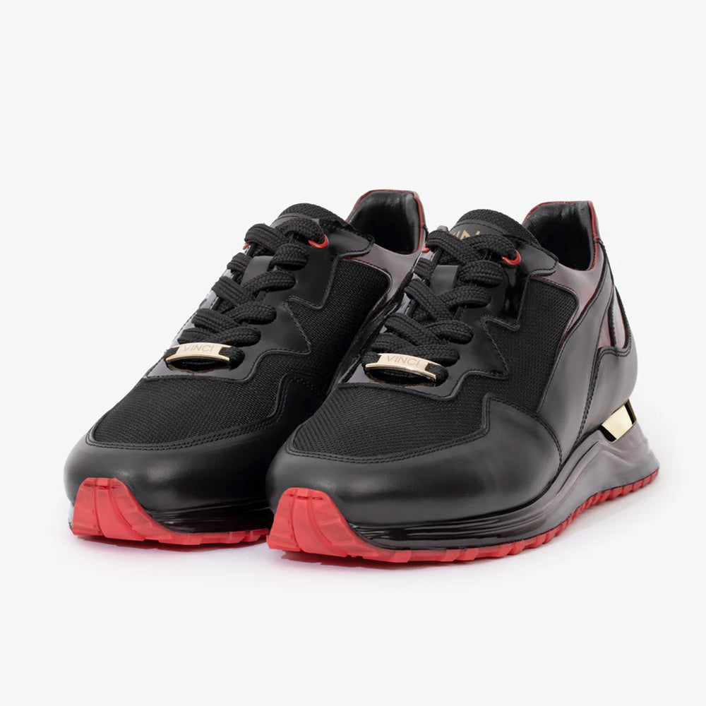 Vinci Leather The Rialto Patent Leather Sneaker Black / Red