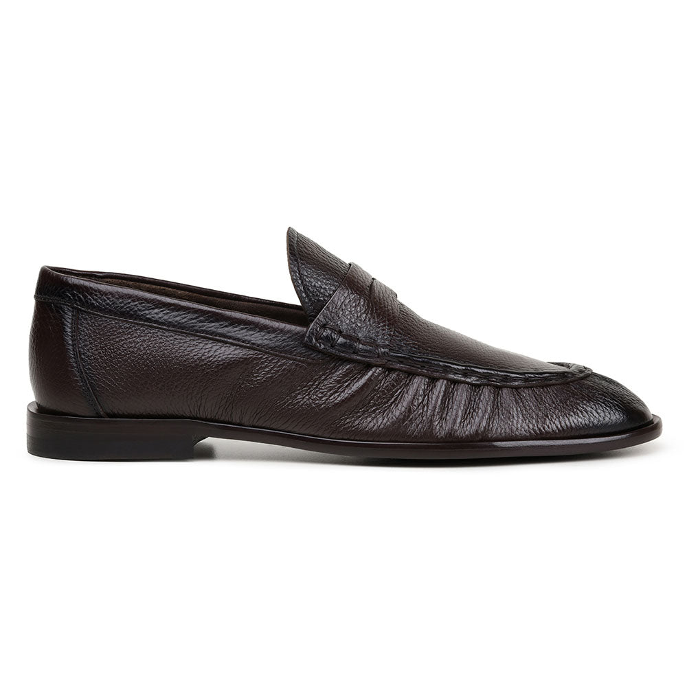 Belvedere Studio Dario Genuine Italian Deerskin Penny Loafers Brown
