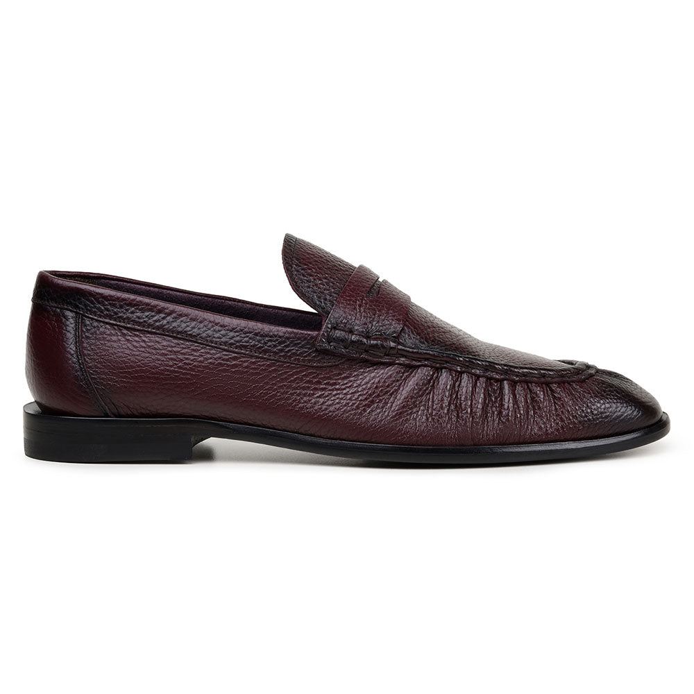 Belvedere Studio Dario Genuine Italian Deerskin Penny Loafers Burgundy