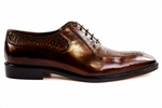 Belvedere Dino Ostrich & Calfskin Shoes Antique Camel/Almond