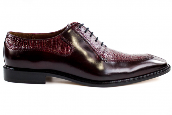Belvedere Dino Ostrich & Calfskin Shoes Antique Red