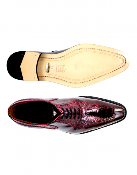 Belvedere Dino Ostrich & Calfskin Shoes Antique Red