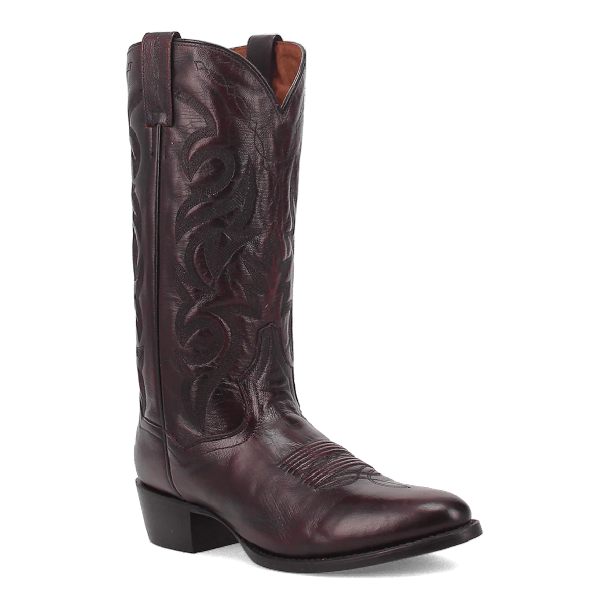 Dan Post Milwaukee Leather Round Toe Cowboy Boot Black Cherry (DP2112R)