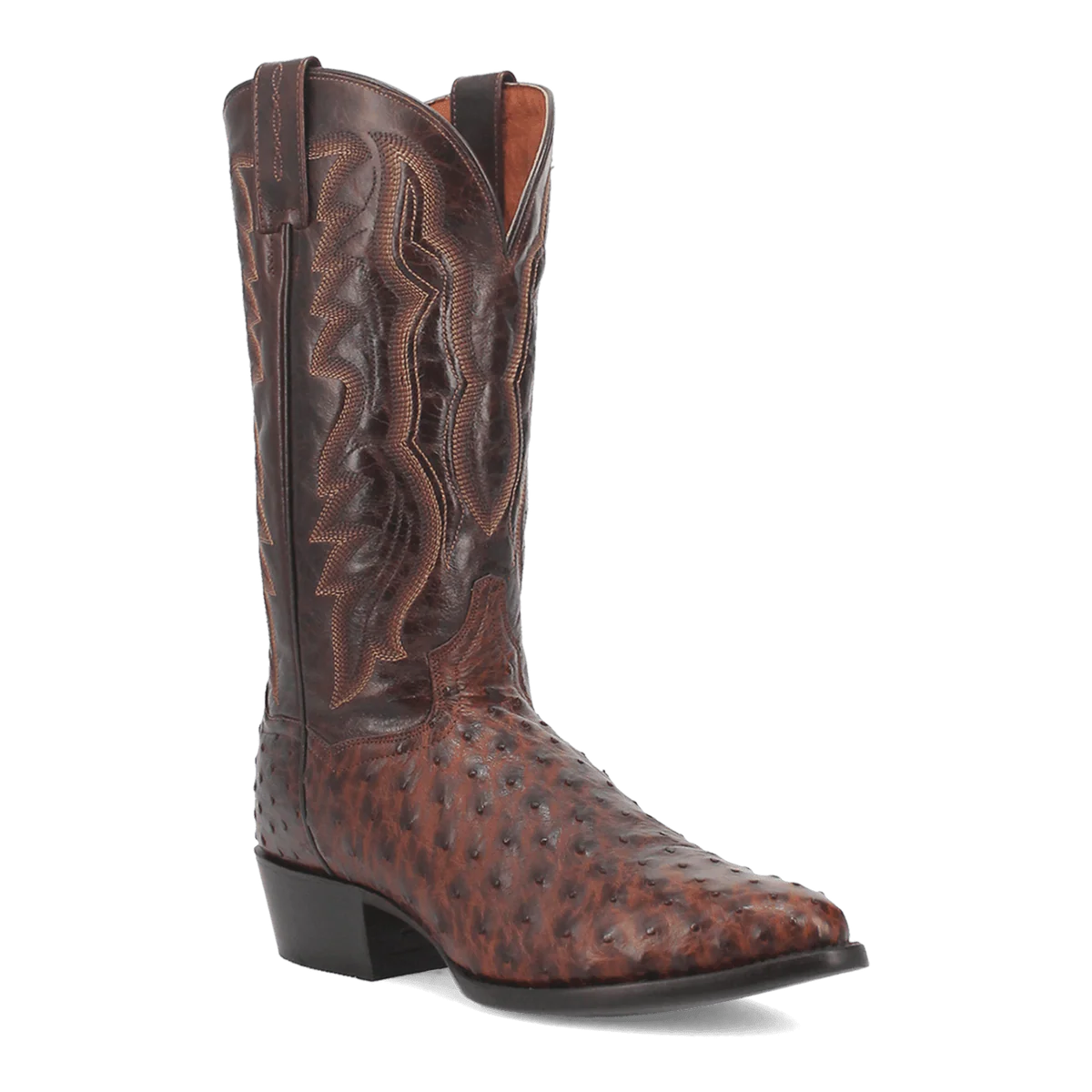 Dan Post Pershing Full Quill Ostrich Round Toe Cowboy Boot Brass (DP3016)