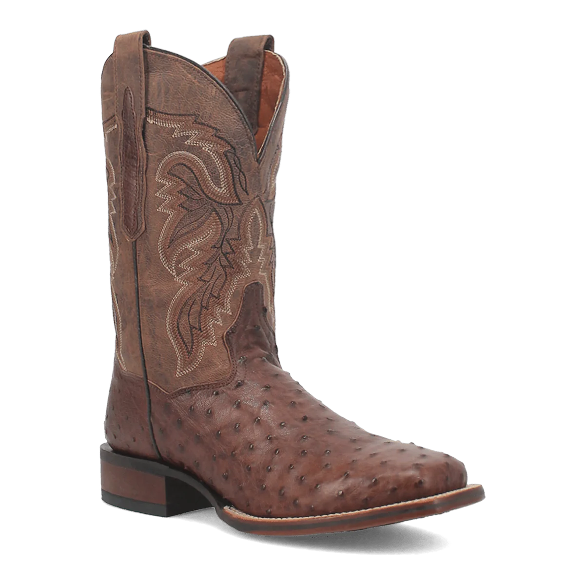 Dan Post Alamosa Full Quill Ostrich Square Toe Cowboy Boot Chocolate (DP3875)