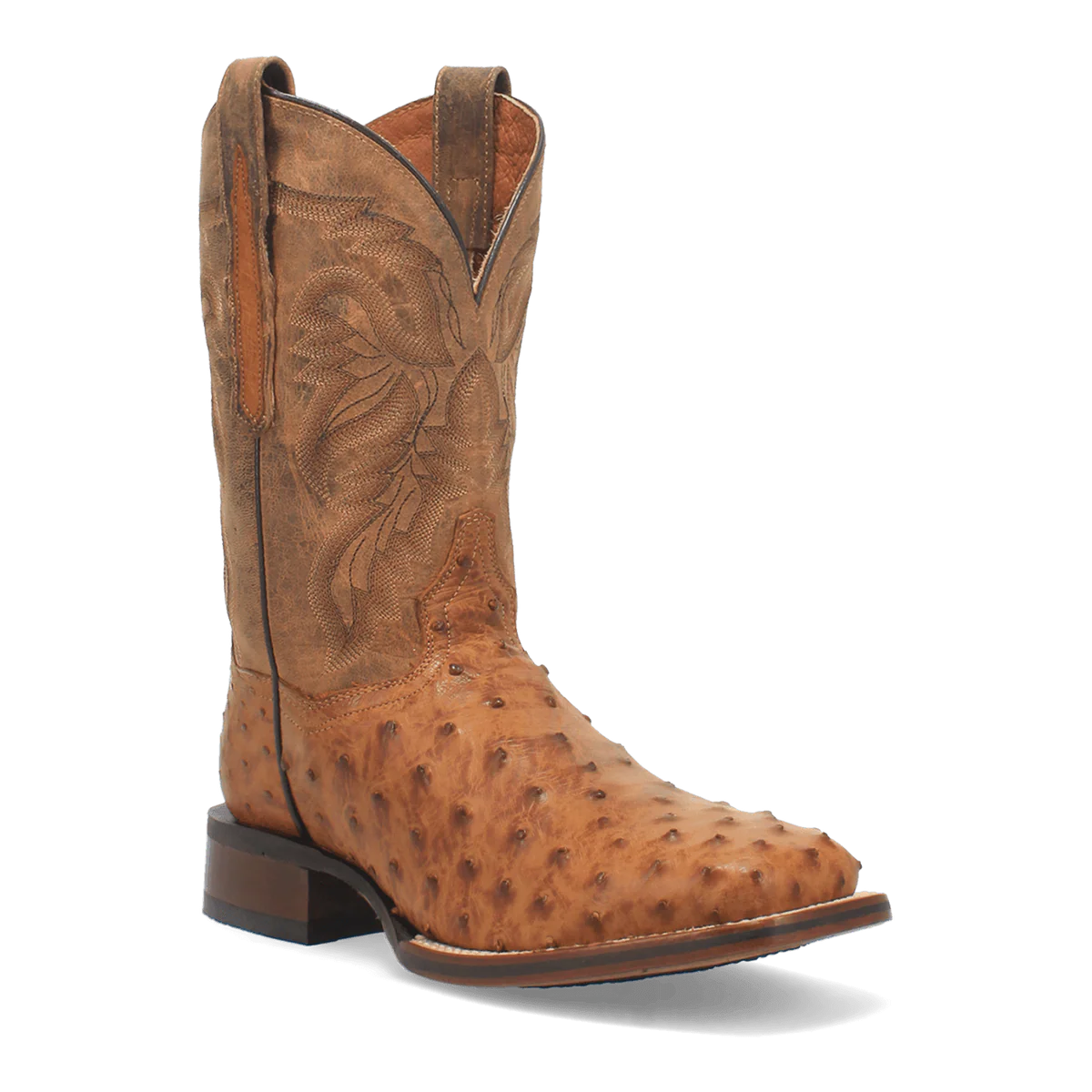 Dan Post Alamosa Full Quill Ostrich Square Toe Cowboy Boot Saddle Tan (DP3875)