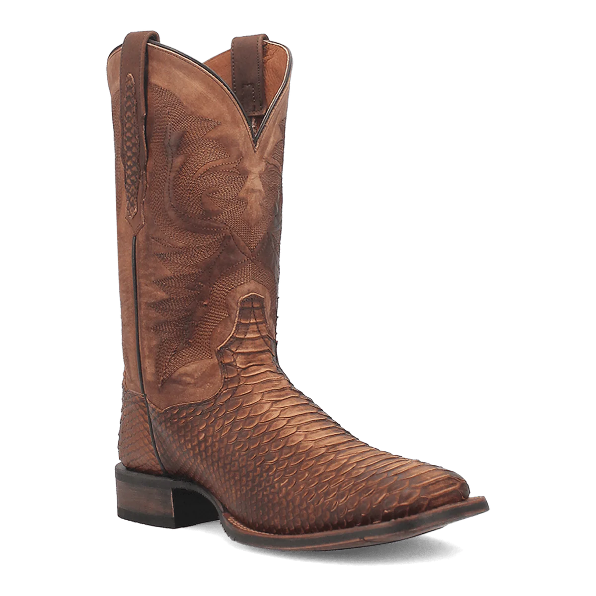Dan Post Ka Faux Python Print Leather Square Toe Cowboy Boot Saddle (DP4526)
