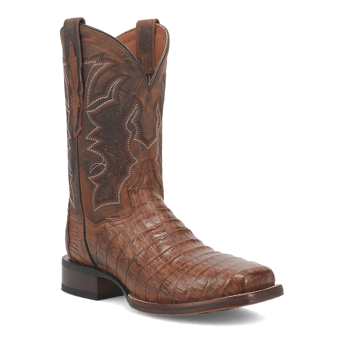 Dan Post Kingsly Caiman Crocodile Square Toe Cowboy Boot Bay Apache (DP4807)