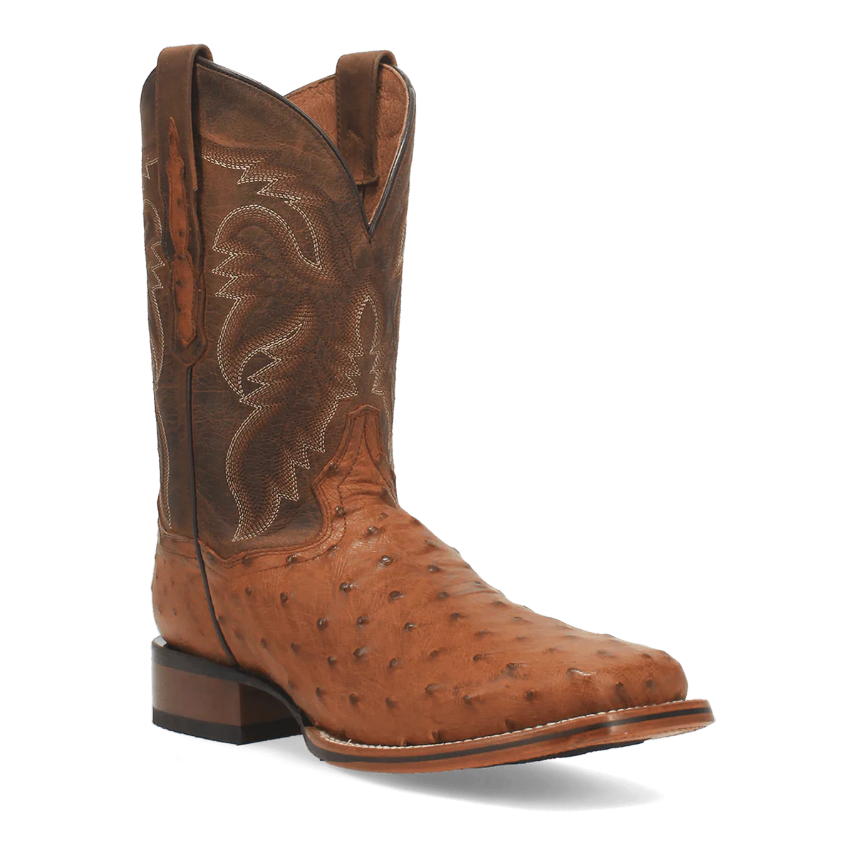 Dan Post Alamosa Full Quill Ostrich Square Toe Cowboy Boot Bay Apache (DP4874)