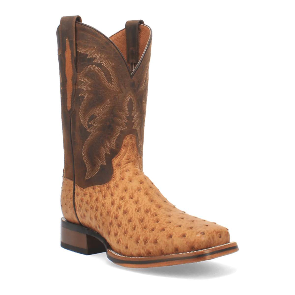 Dan Post Kershaw Full Quill Ostrich Square Toe Cowboy Boot Saddle (DP4951)