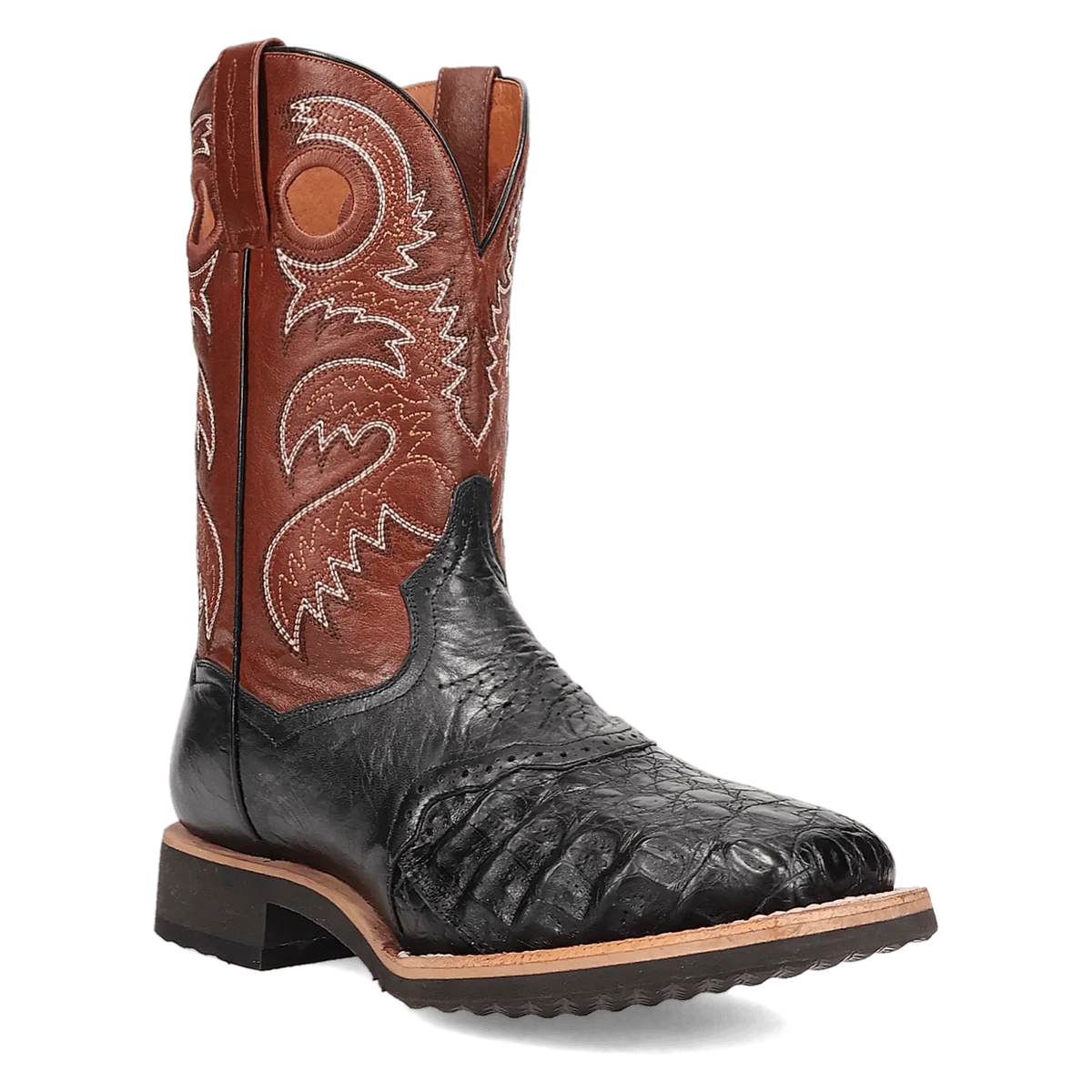 Dan Post Egan Caiman Crocodile Square Toe Cowboy Boot Black (DP5180)