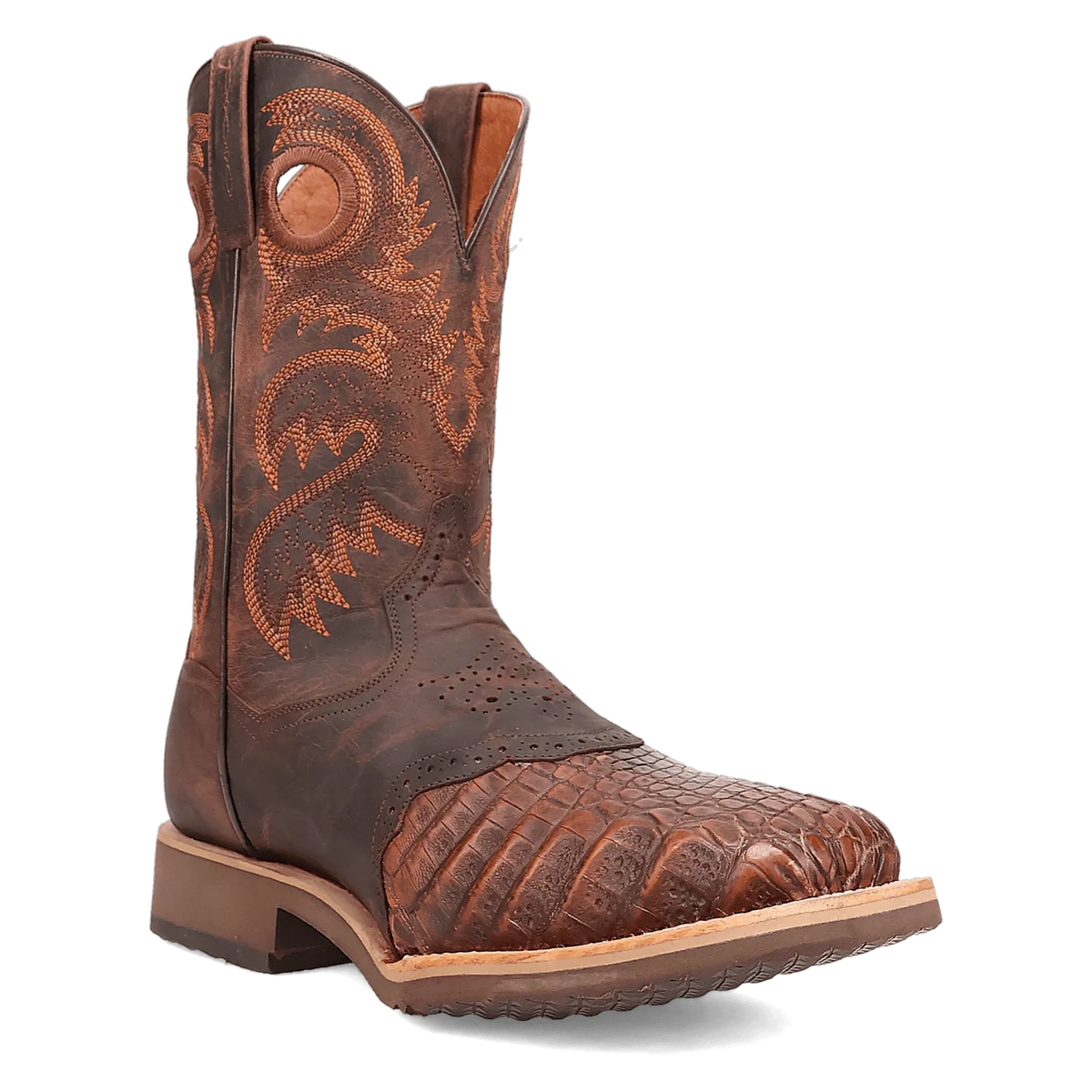 Dan Post Egan Caiman Crocodile Square Toe Cowboy Boot Cognac (DP5182)