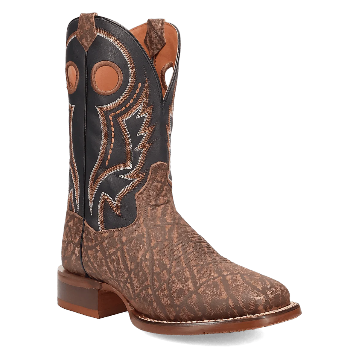Dan Post Tusker Trail Elephant Print Leather Square Toe Cowboy Boot Brown (DP5183)