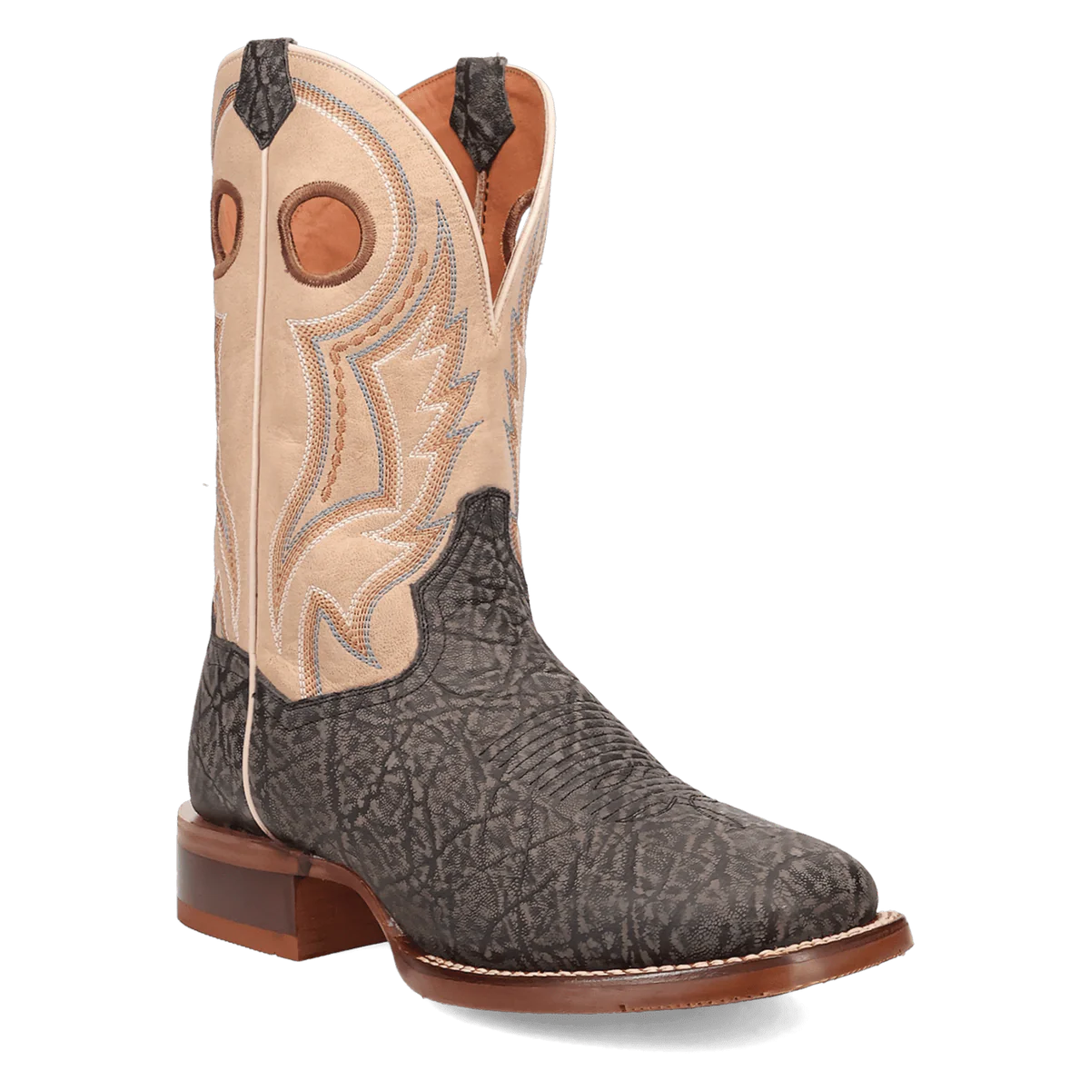 Dan Post Tusker Trail Elephant Print Leather Square Toe Cowboy Boot Black (DP5184)