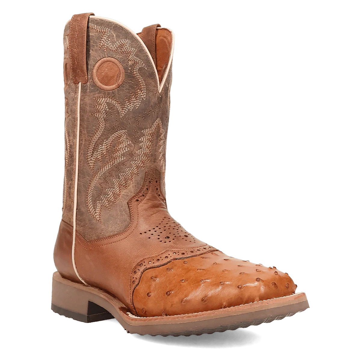 Dan Post Martel Full Quill Ostrich Square Toe Cowboy Boot Brown (DP6058)