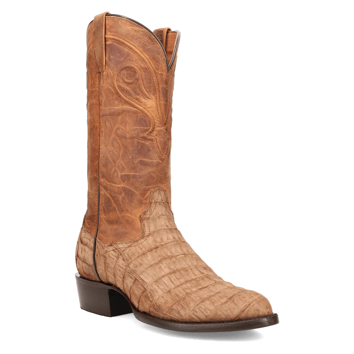Dan Post Makara Caiman Crocodile Round Toe Cowboy Boot Brown (DP7036)