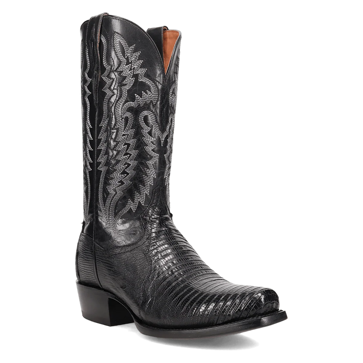 Dan Post Ringold Lizard Square Toe Cowboy Boot Black (DP7038)