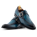 Harris Firenze 1913 Single Buckle Leather Shoes Sky Blue