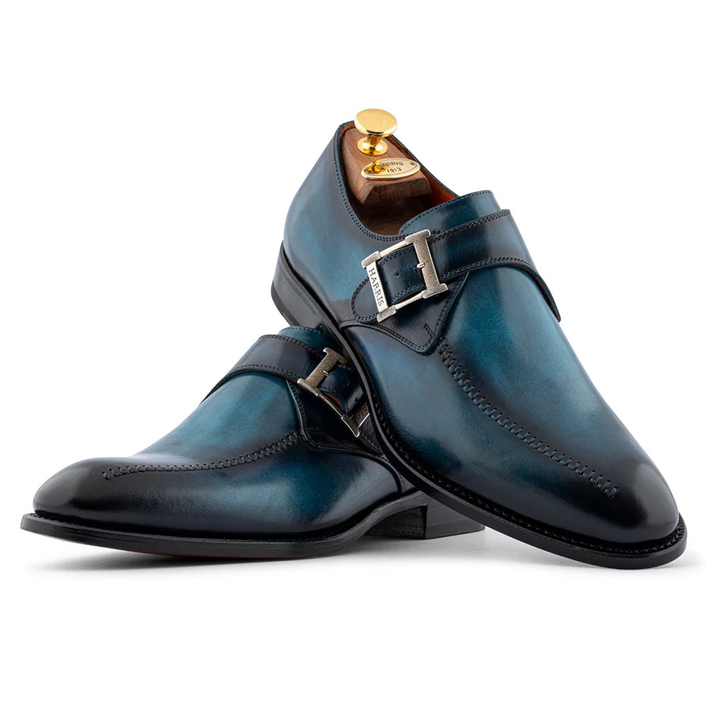 Harris Firenze 1913 Single Buckle Leather Shoes Sky Blue
