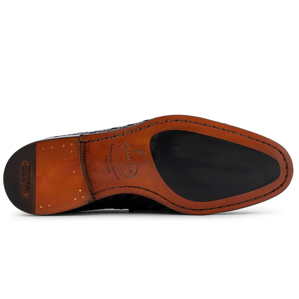 Harris Firenze 1913 Hand Painted Woven Leather Moccasin Brown