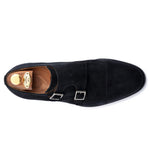 Harris Firenze 1913 Suede Double Buckle Monk Strap Black
