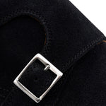 Harris Firenze 1913 Suede Double Buckle Monk Strap Black