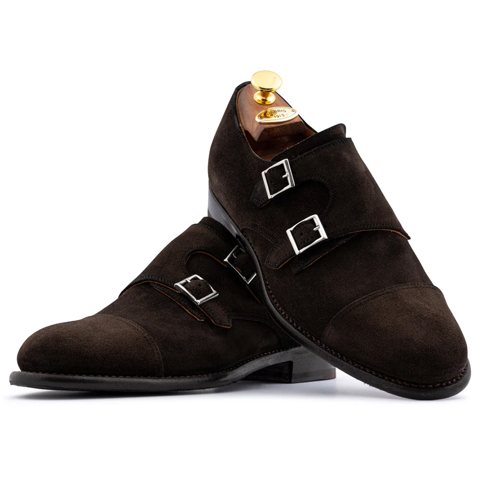 Harris Firenze 1913 Suede Double Buckle Monk Strap Brown