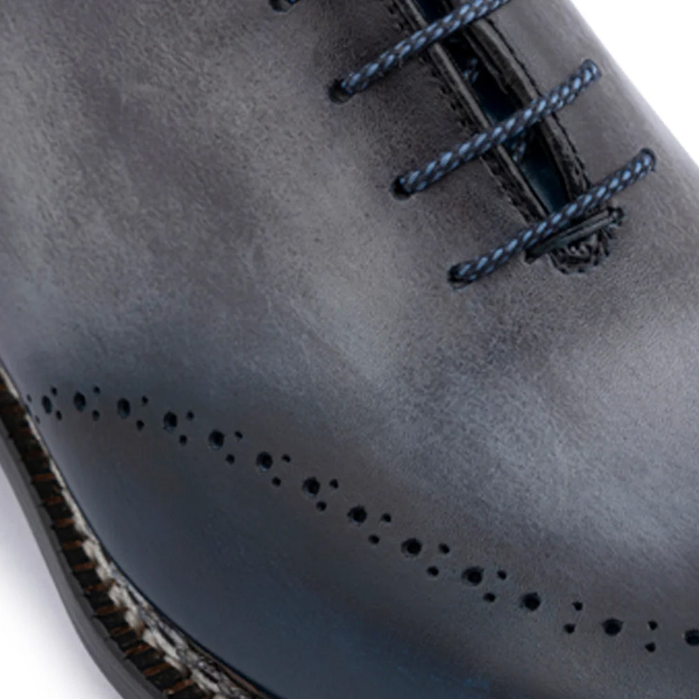 Harris Firenze 1913 Hand-Painted Leather Oxford Shoe Blue