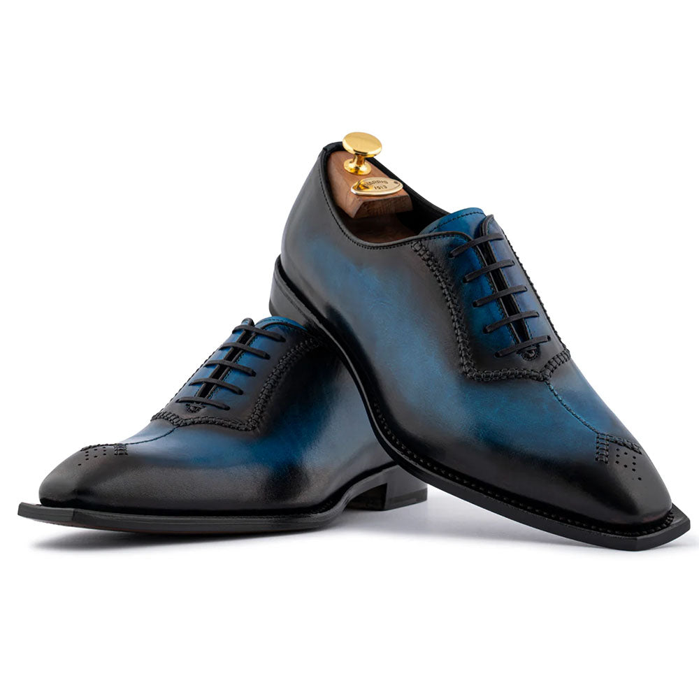 Harris Firenze 1913 Hand-Painted Leather Brogue Oxford Blue