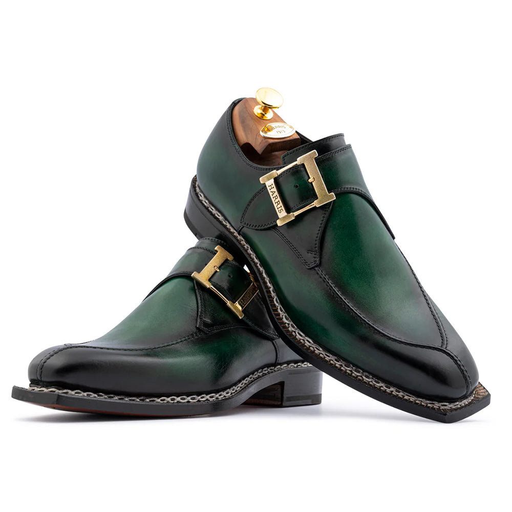 Harris Firenze 1913 Single Buckle Leather Shoes Green