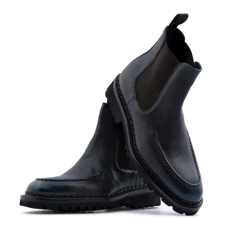 Harris Firenze 1913 Polish Beatles Leather Ankle Boots Blue Navy