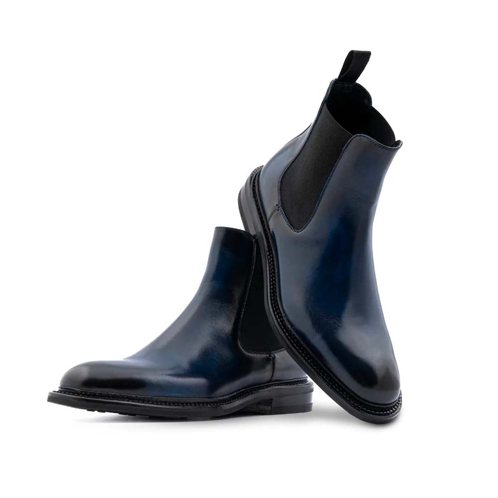 Harris Firenze 1913 Polish Beatles Leather Ankle Boot Blue
