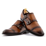 Harris Firenze 1913 Hand-Painted Double Buckle Monk Strap Brown